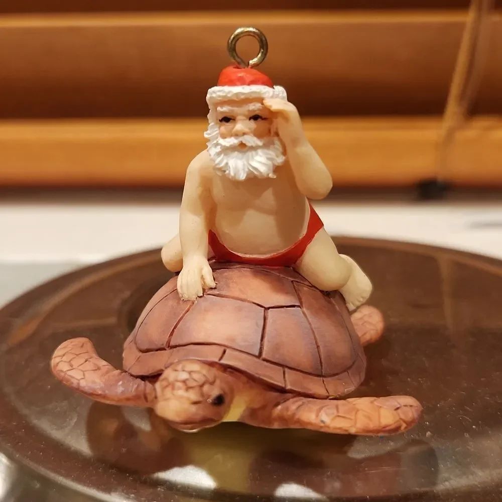 Santa Riding Turtle Christmas Ornament - Picture 2 of 5